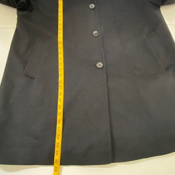 Ellen Tracy Wool Fox Fur Hooded Button Coat Jacket in Charcoal Size 24 - Picture 12 of 13